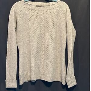 Women's SmartWool Crestone Cable Knit Sweater, Grey, Merino Wool, Medium